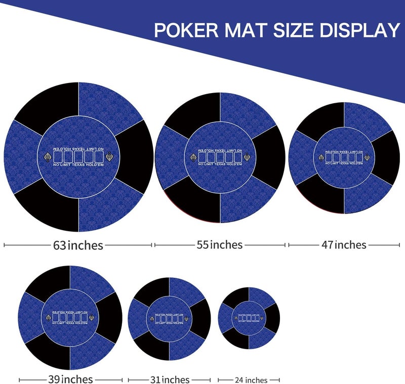 IKULE Texas Hold'em Poker Mat Water Repellent Portable Round Poker Table Top with Art Deco Layout Print Smooth Surface for Poker Games, Blackjack, Casin - Image 2